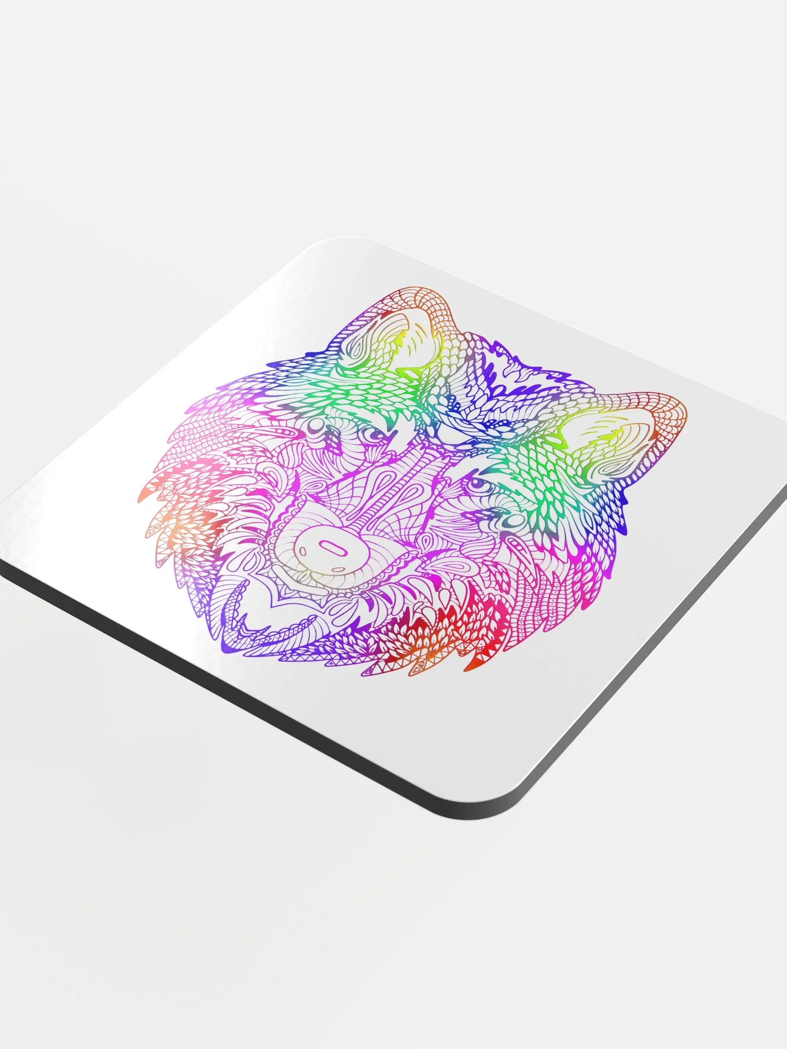 Psychedelic Wolf Glossed Cork Coaster product image (4)