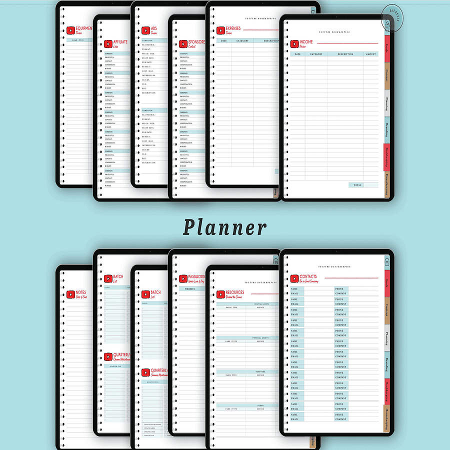 YouTube Digital Planner and Workbook Kit - Color product image (5)