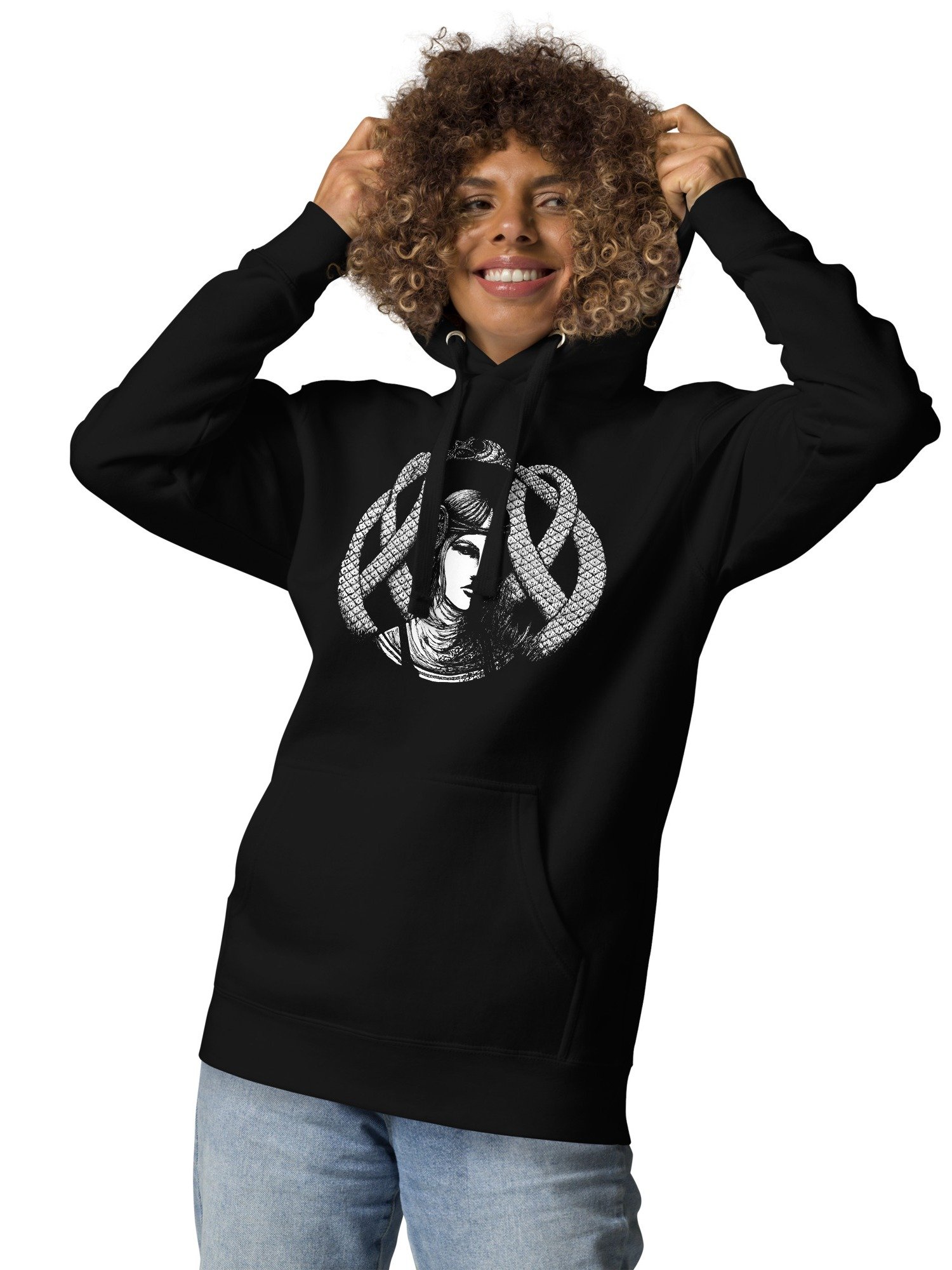 Hel in Black Unisex Hoodie Front & Back 2 in 1 Print product image (3)
