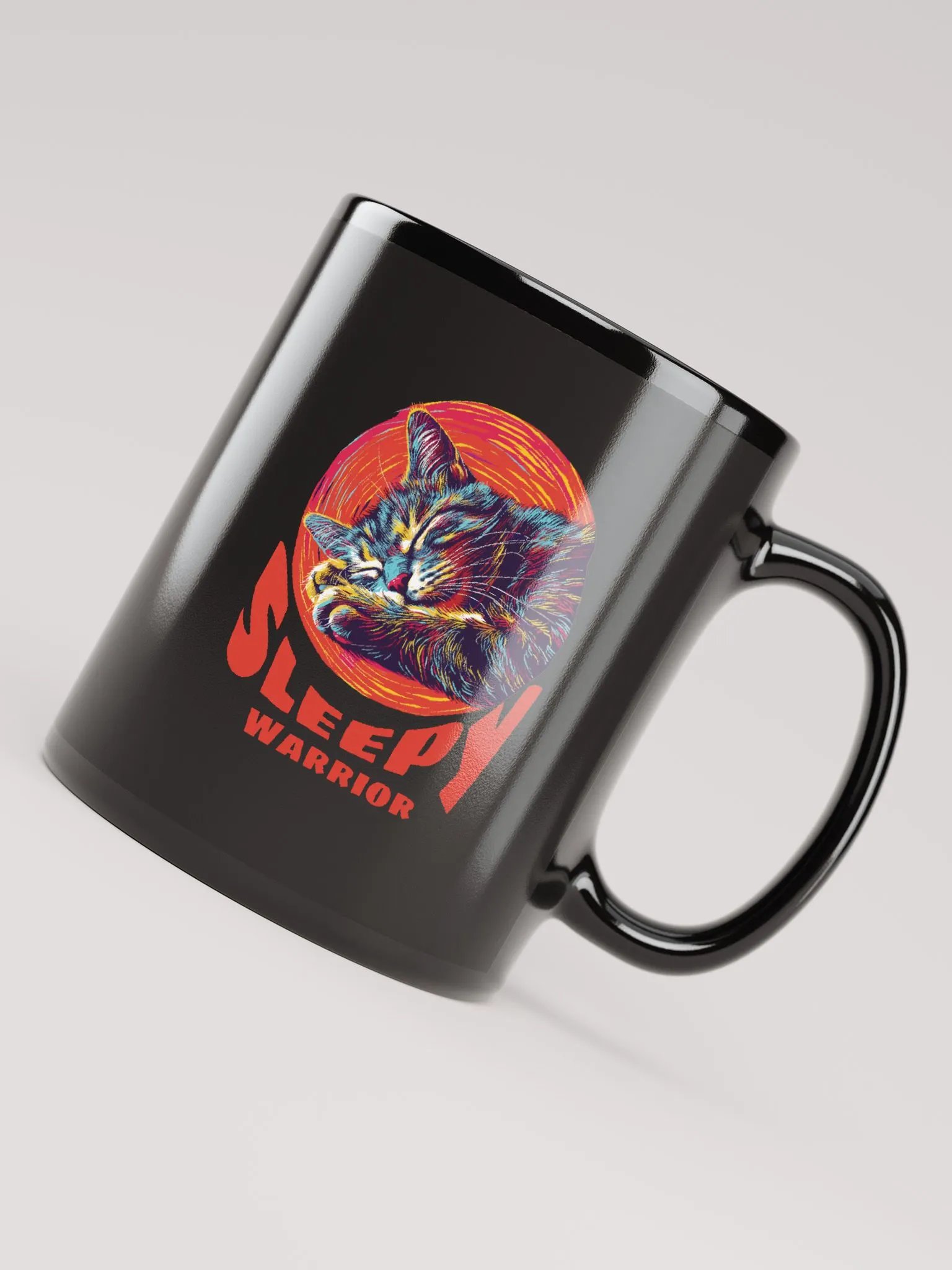 Sleepy Warrior Cat | Black Mug product image (8)