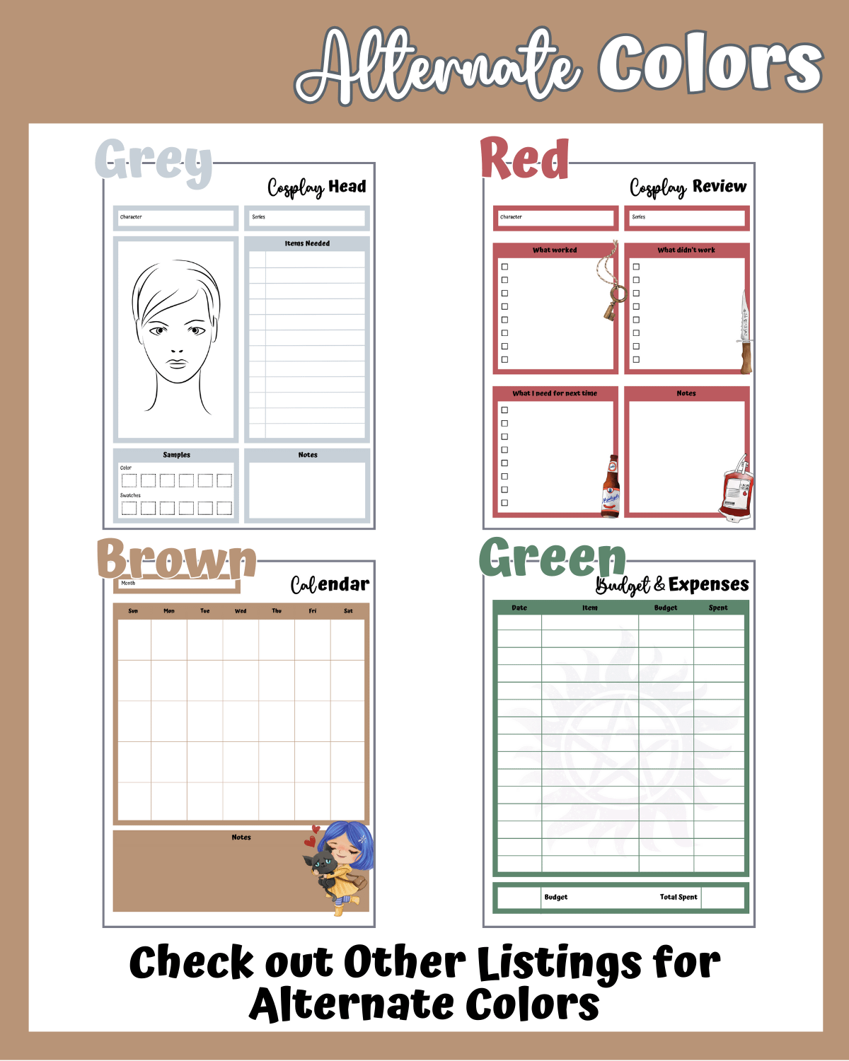 Monster Hunter Cosplay Planner – Brown Edition | 54-Page Printable PDF product image (5)