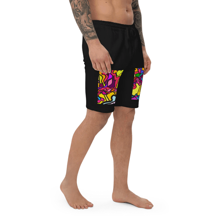 Vibrant Flow Men's Fleece Shorts - Wave at Sunset product image (2)