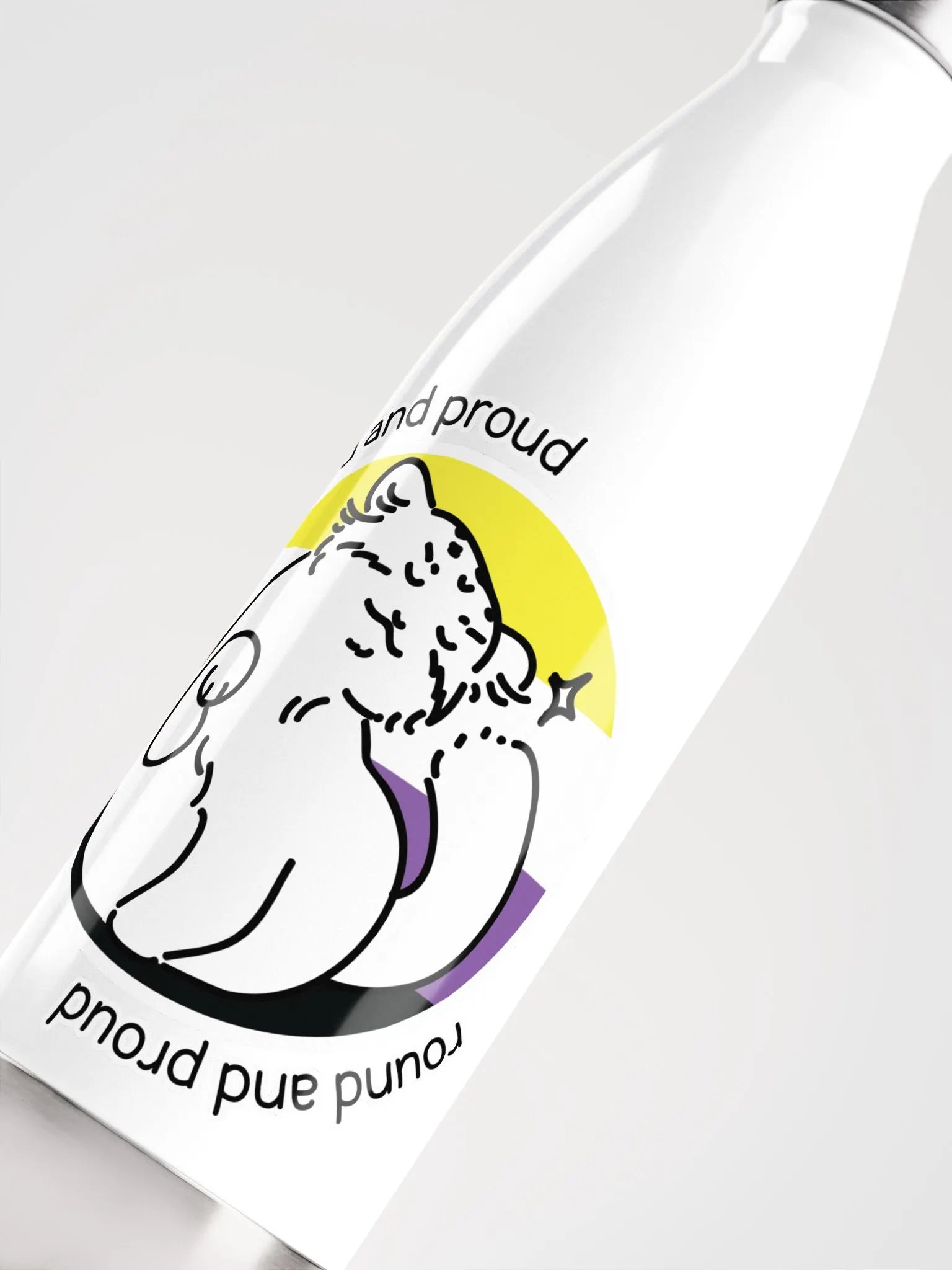 Round and Proud Manul Pride Nonbinary Version - Bottle product image (5)