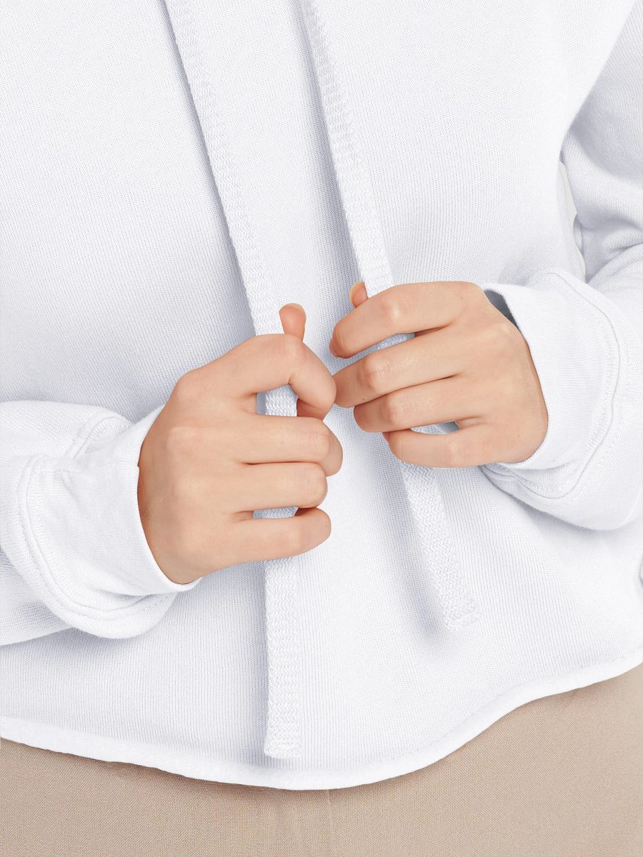 Plain Color White Crop Hoodie product image (5)