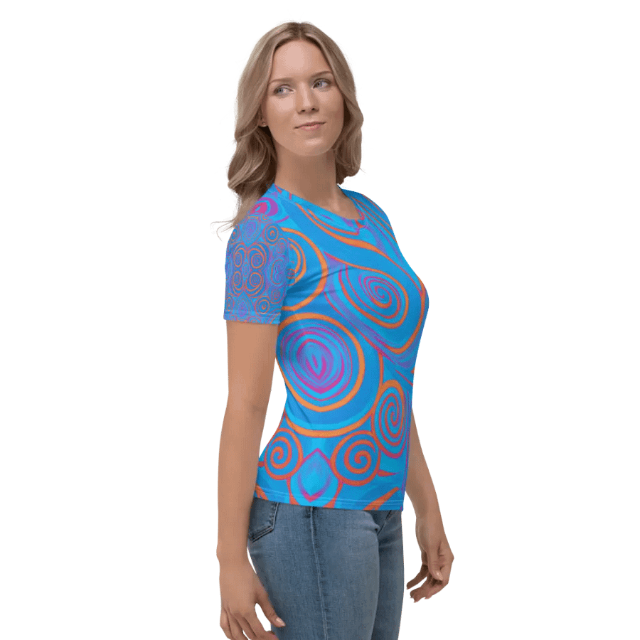 Funky Blue Dreams Liquid Tie-Dye Women's Crewneck T-shirt product image (4)