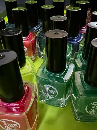 Just another day behind the scenes at Doom Loop Nails!  Almost lost count of how many bottles we’ve filled since we launched…...