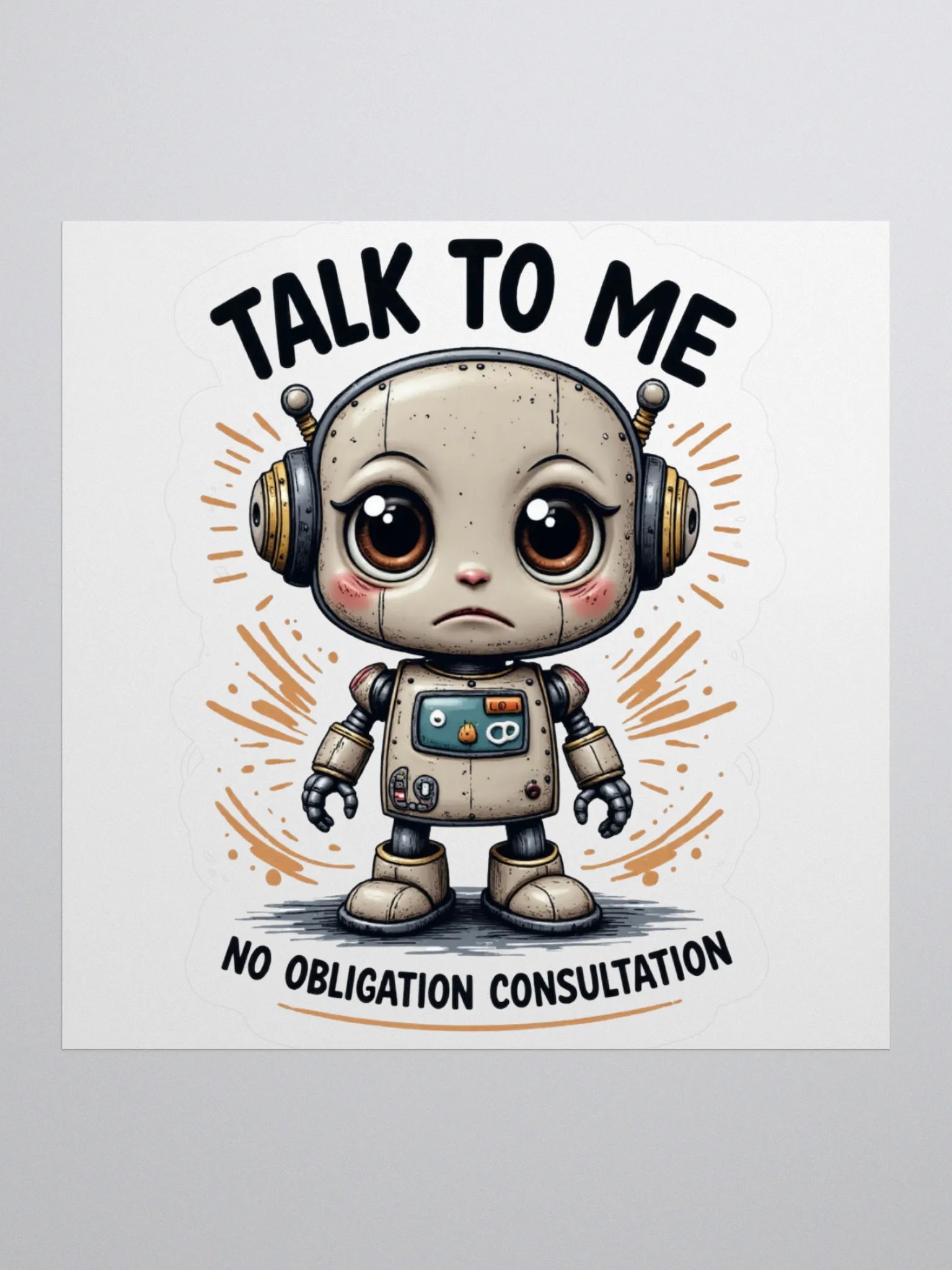 Sad Lonely Robot Stickers product image (1)