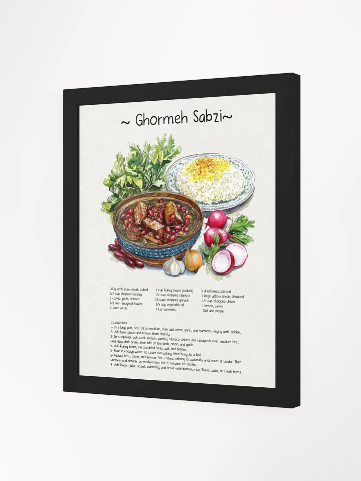 Ghormeh Sabzi Watercolor Illustration | Persian food Recipe | Persian Cuisine Kitchen Wall Art | Minimal Art | Food Art | Home Decor product image (10)