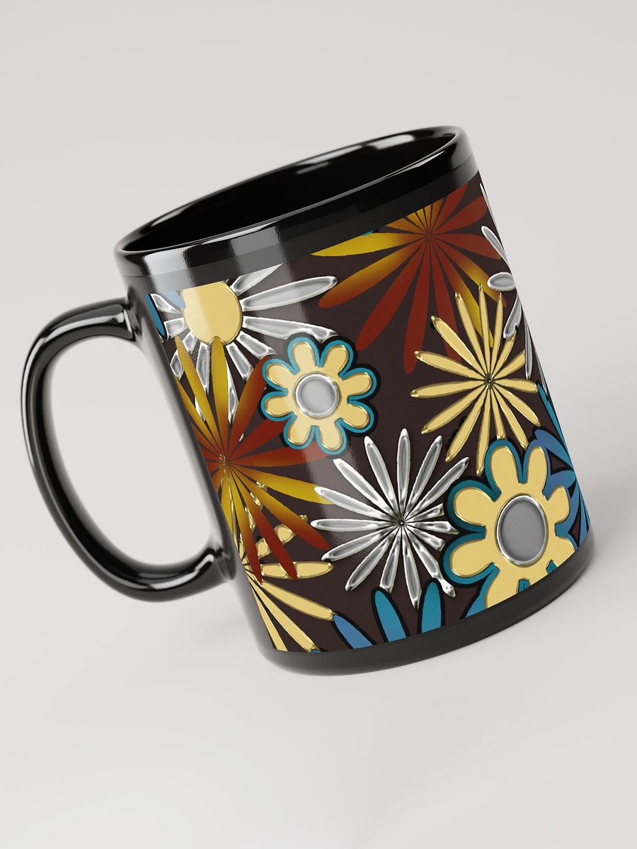 Blue and Silver Daisies Black Coffee Mug product image (5)