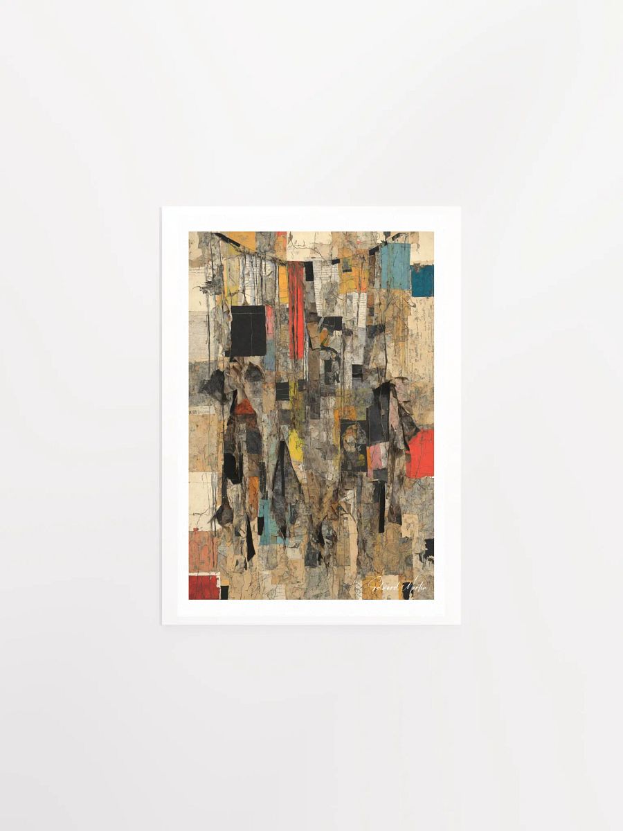 'By a Thread' By Edward Martin: Mixed Media Collage Print:Abstract Collage Earth Tones Poster product image (2)