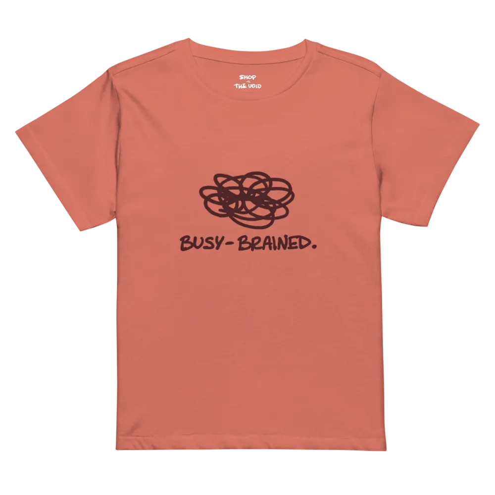 BUSY-BRAINED (maroon design) printed waist-length tee product image (3)