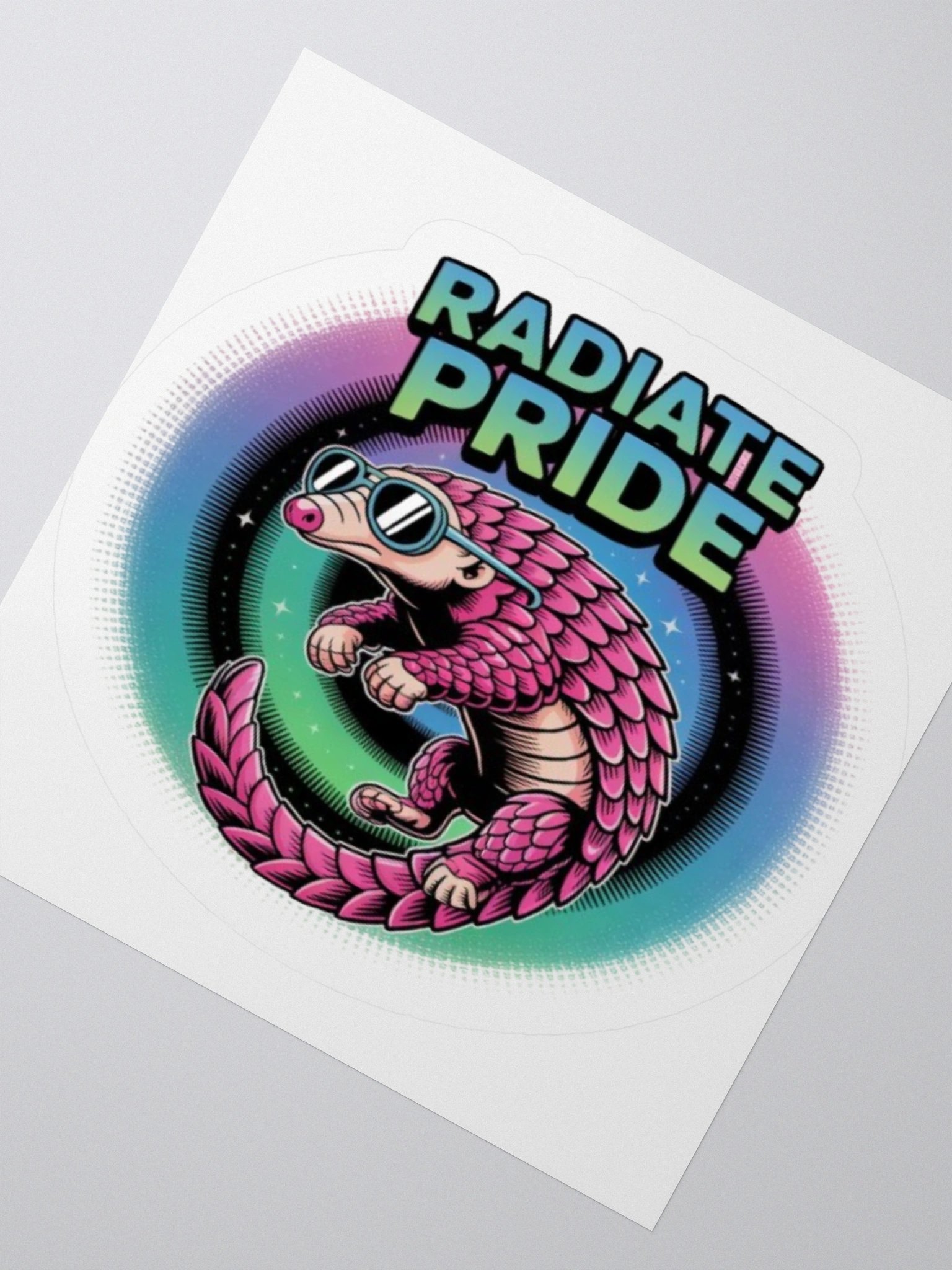 Exclusive 'Radiate Pride' Pangolin Sticker – Vibrant Vinyl Design for Indoor Use product image (6)