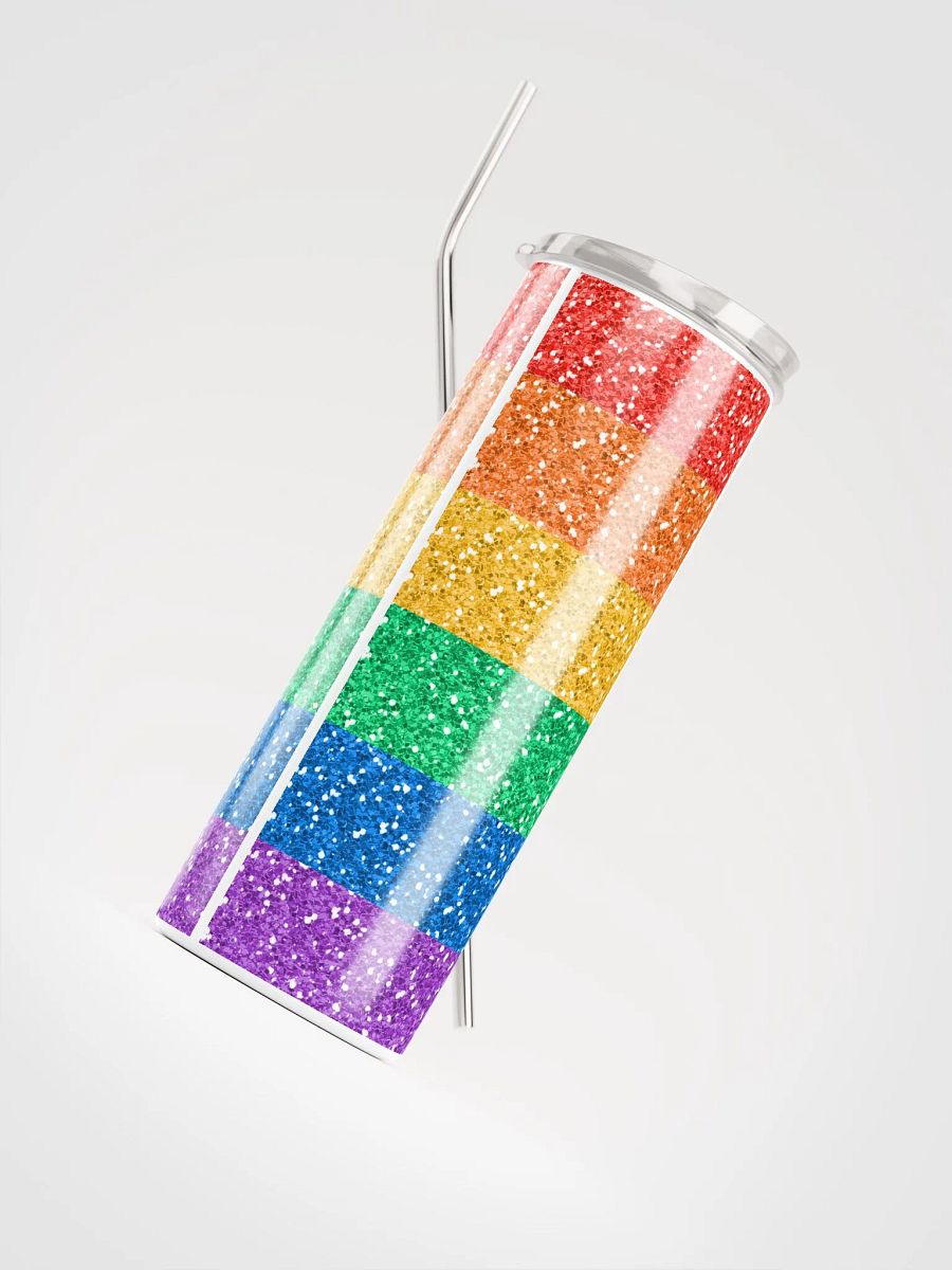 🌈 Sparkling Rainbow Glitter Stainless Steel Tumbler with Reusable Straw | Eco-Friendly 20oz Cup for Vibrant Beverages product image (4)