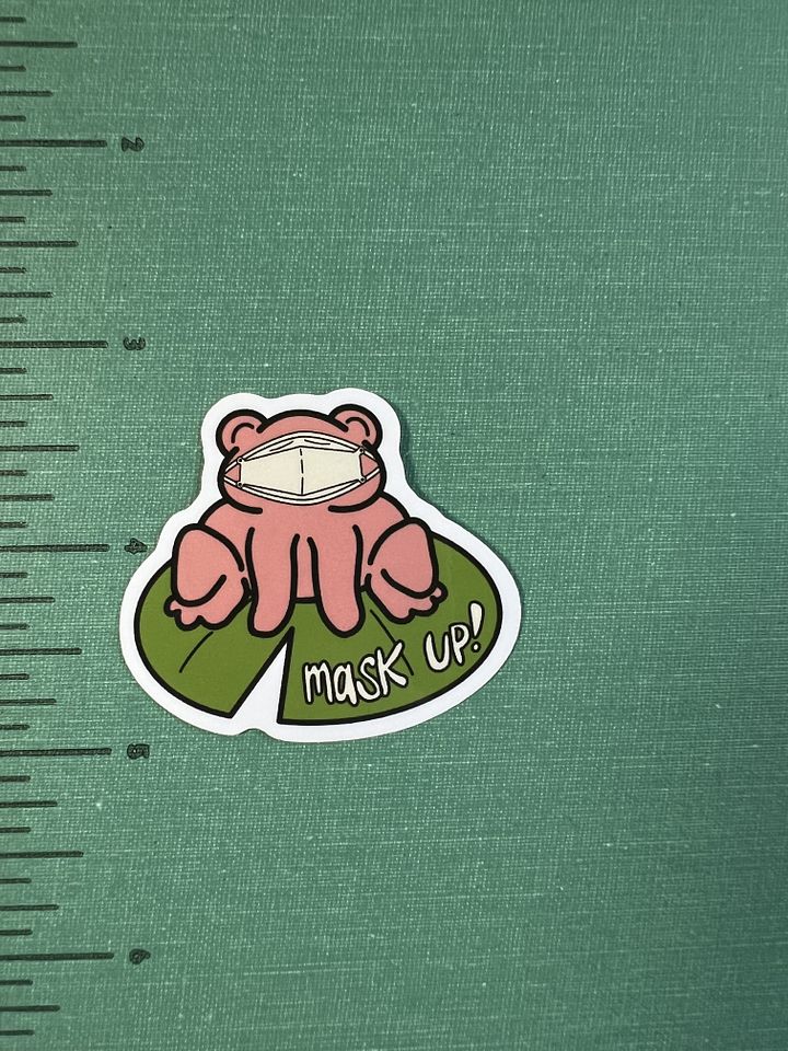 Mask Up Pink Froggy Sticker product image (1)