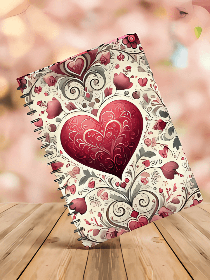 Retro Heart Pattern Notebook Cover – Vintage Valentine’s Style Sublimation Design – PNG Download, Instant Access – High-Quality 300 DPI product image (1)