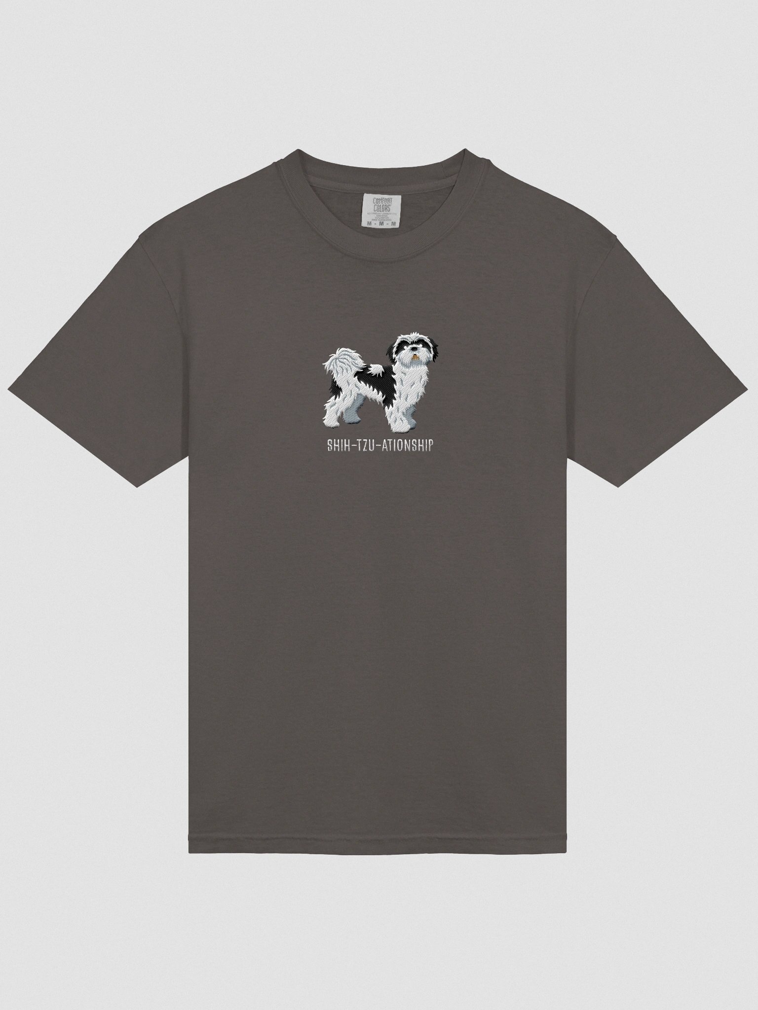 Shih-Tzu-ationship T-Shirt(Embroidered) of a Shih Tzu(Black & White) product image (6)