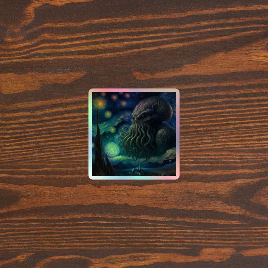 Starry Nights with Realistic Cthulhu Holo Sticker product image (5)