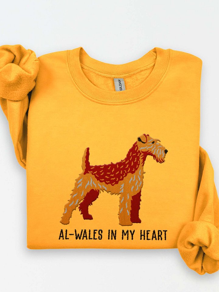 Al-Wales in My Heart Sweatshirt (Embroidered) of a Welsh Terrier(Red & Tan) product image (1)
