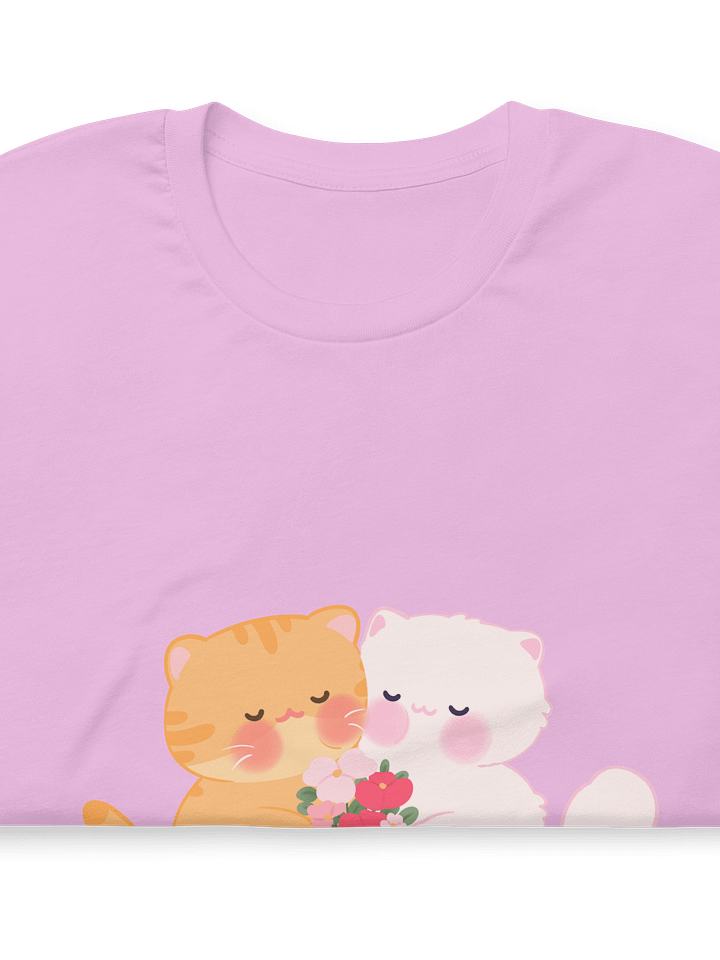 Cat Duo with Flower Bouquet Soft Cotton Unisex T-shirt product image (2)