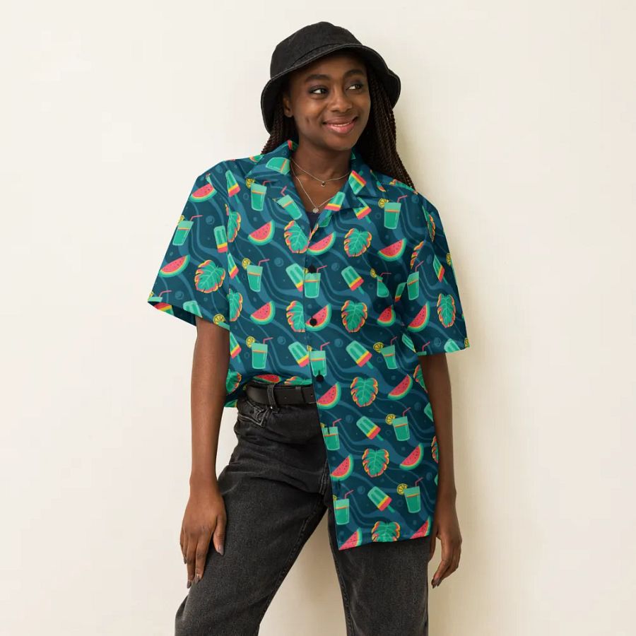 Summer Watermelon Cocktail Hawaiian Shirt product image (6)