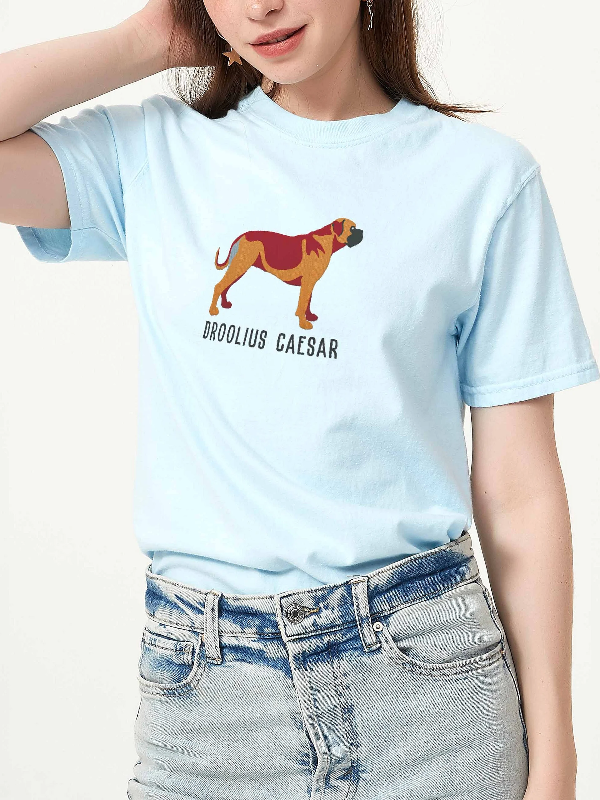 Droolius Caesar T-Shirt(Embroidered) of a Bullmastiff(Tan) product image (2)