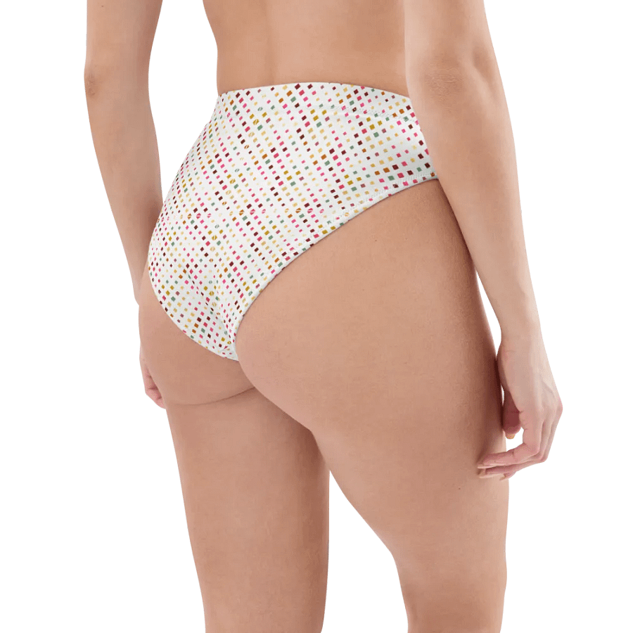 Colorful Square Pattern Design High Waist Bikini Bottom - V4 product image (3)