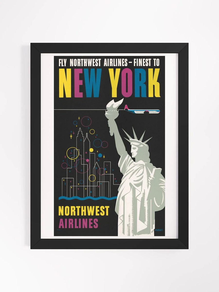 Framed Vintage Fly Northwest Airlines New York product image (5)