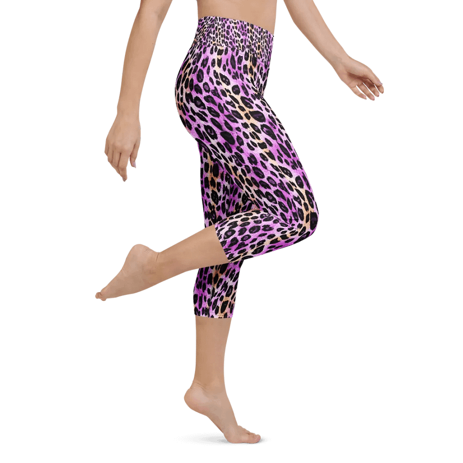 Purple Beige Leopard Capri Leggings product image (1)
