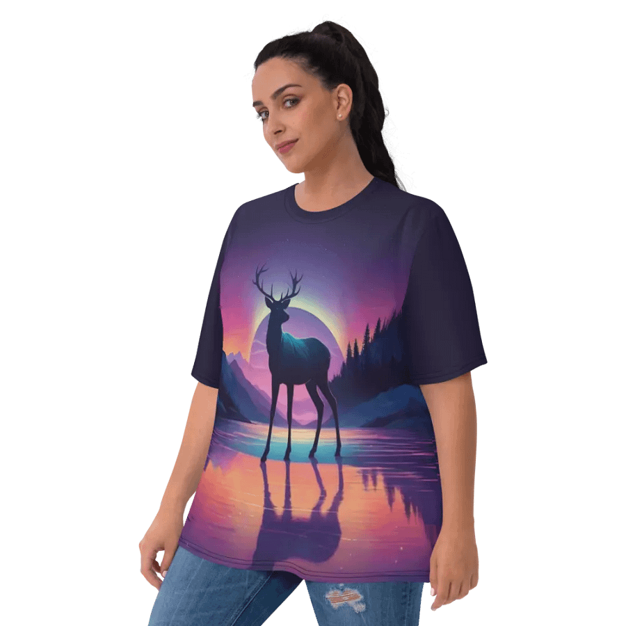 Deer at Sunset in the Wild All Over Print T-shirt product image (10)