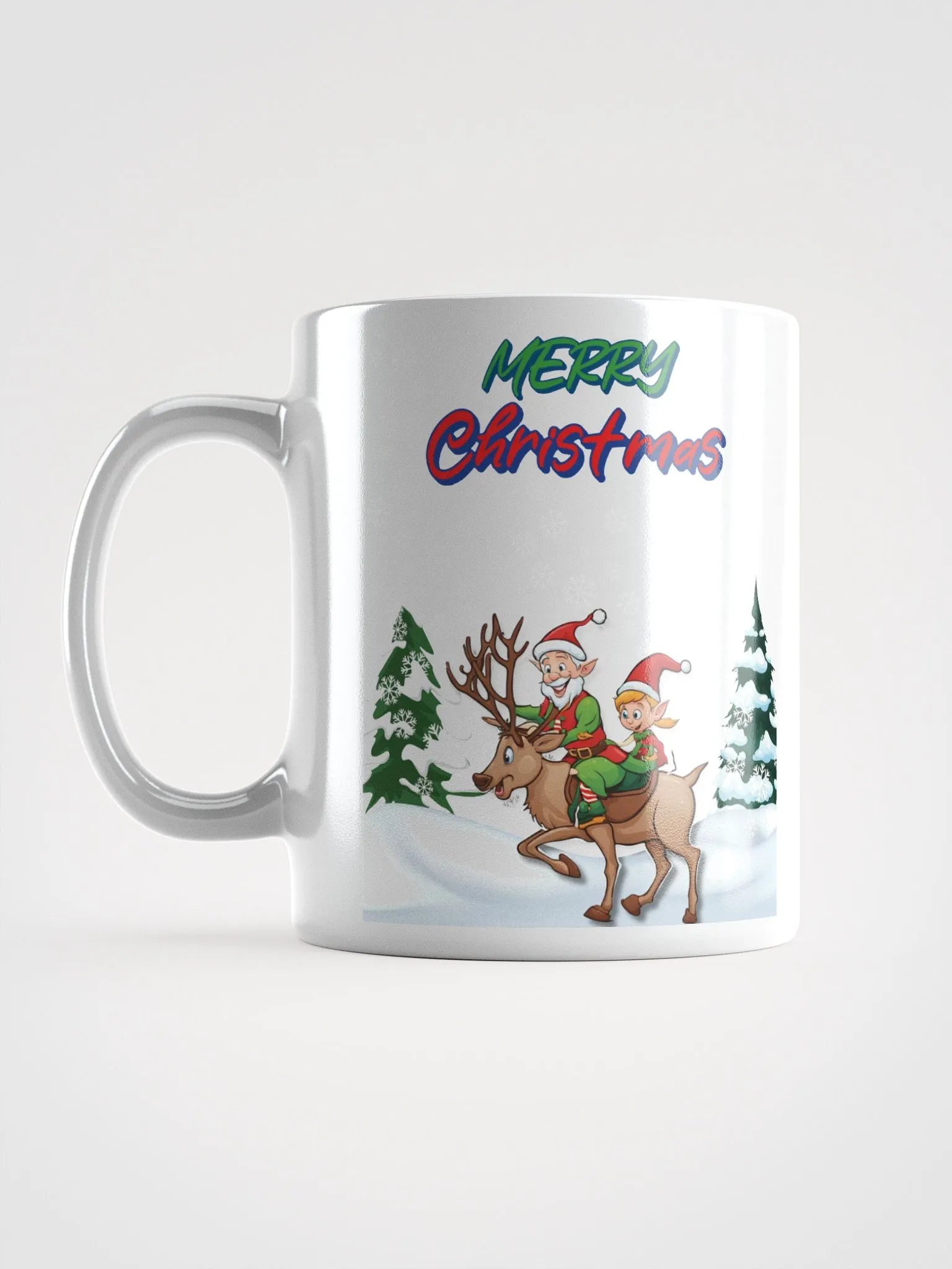 Santa Elves Riding A Reindeer White Mug product image (16)
