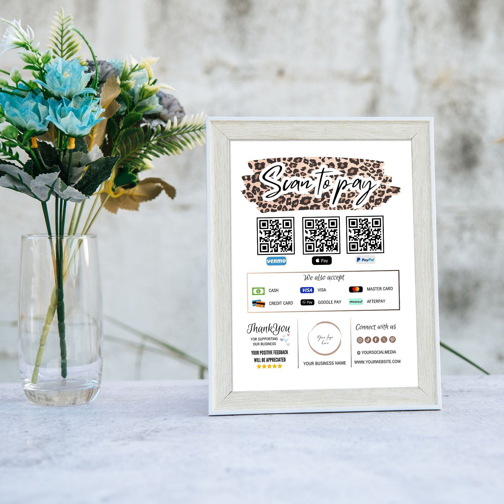 Leopard - Scan To Pay QR Code Sign Template product image (8)