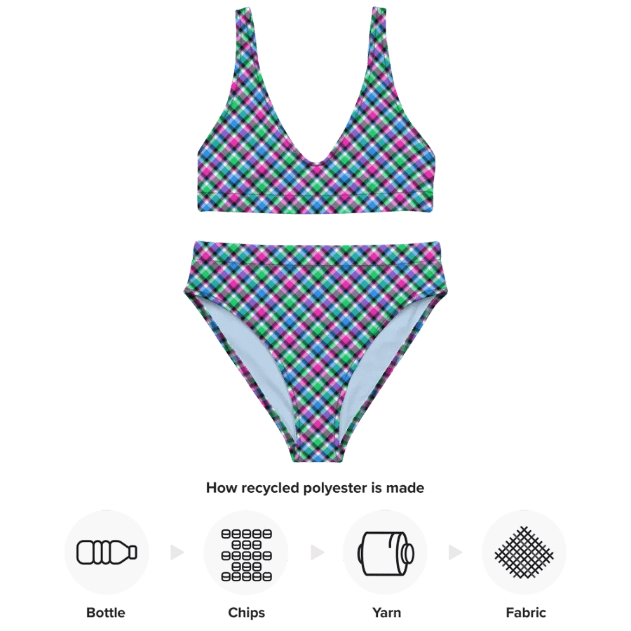 Magenta, Bright Green, and Blue Plaid Bikini product image (10)