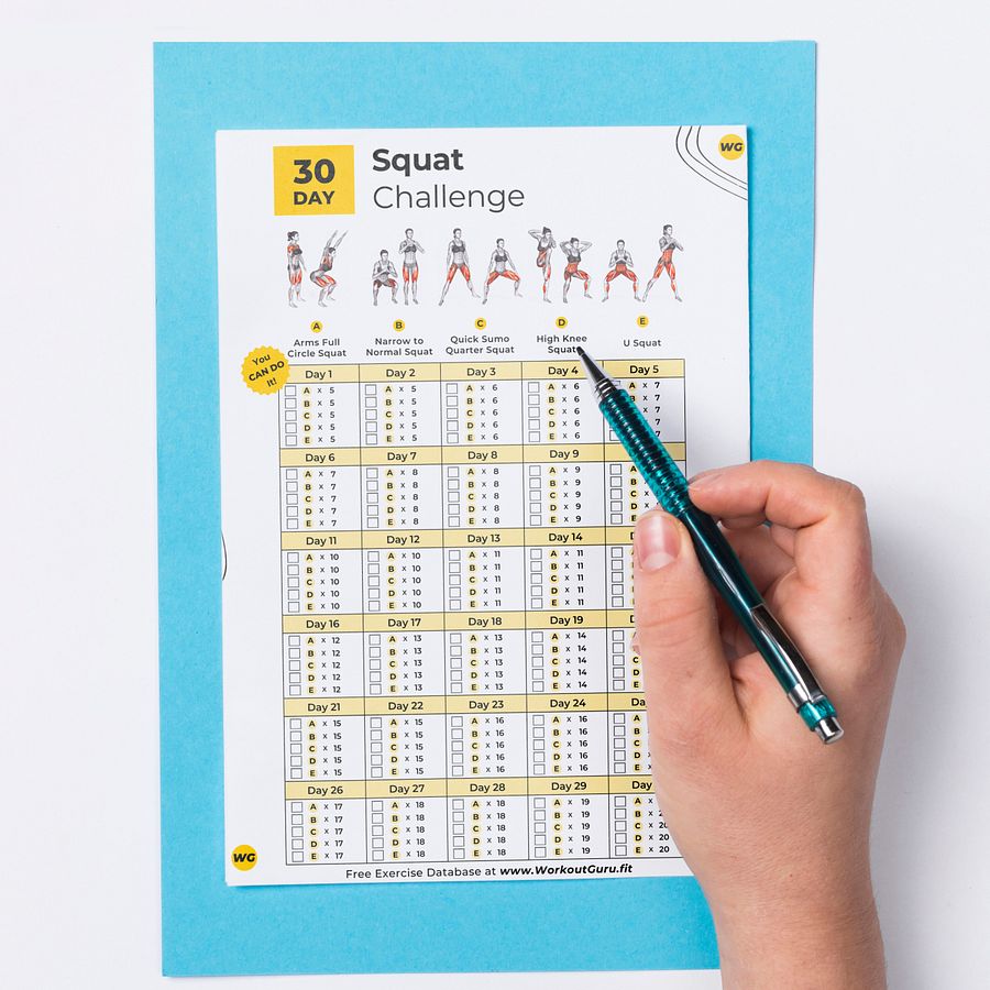 30 Day Squat Challenge - Printable Workout Tracker product image (2)