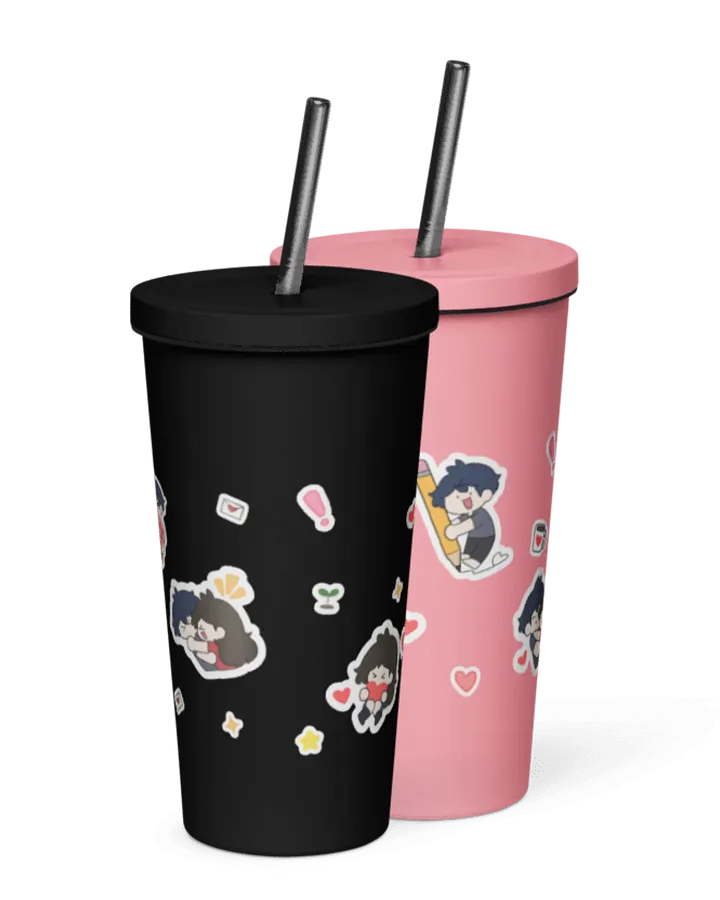Sticker Design Insulated Tumbler with a Straw product image (1)