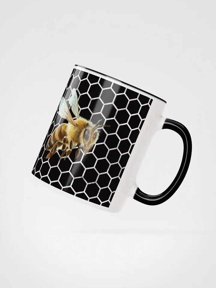 Bees IN Flight On Black Hexagonal Pattern Mug product image (2)
