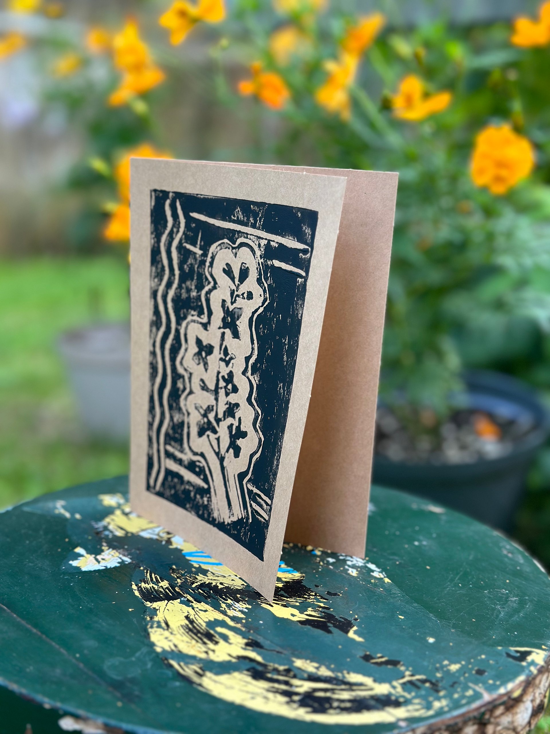 Lilac Block Print Greeting Card (Blank) product image (4)
