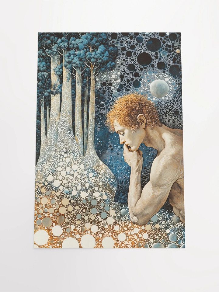 Celestial Contemplation: Fantasy Poster of a Thoughtful Forest Fairy product image (1)