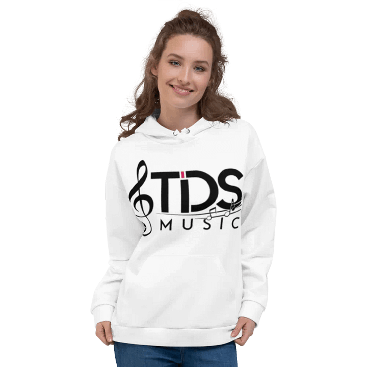 TDS Music Logo Unisex Recycled Hoodie - White, Musical Design product image (2)