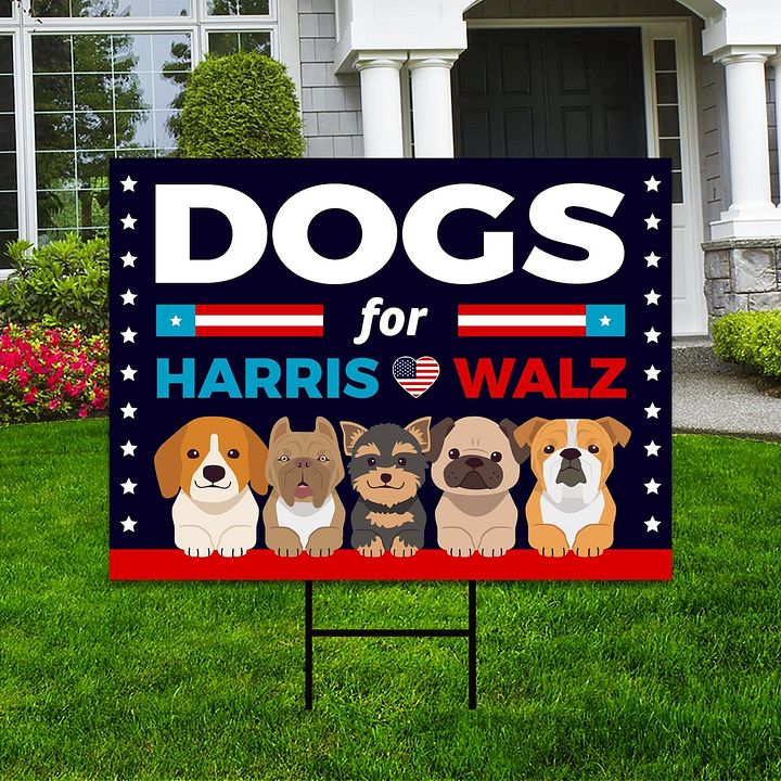 Dogs For Harris Walz Yard Sign - Kamala Harris For President 2024 Lawn Sign, Election, Kamala Harris 2024 Signs with Metal H-Stake product image (1)
