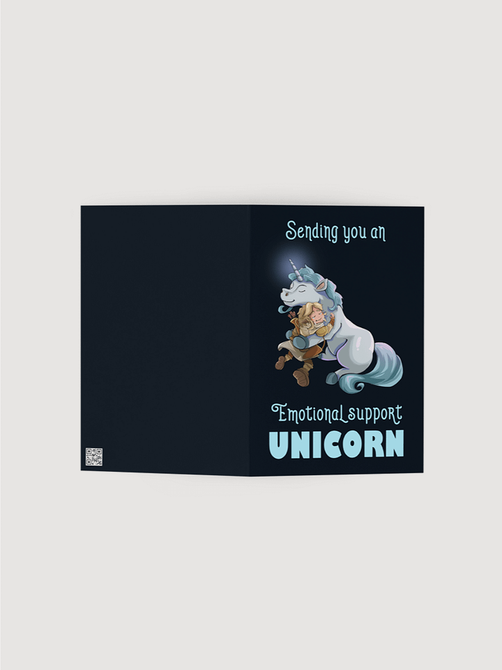 Emotional Support Unicorn & Elf greeting card, cute gift for RPG players, fantasy fiction enthusiasts, and horse lovers product image (2)
