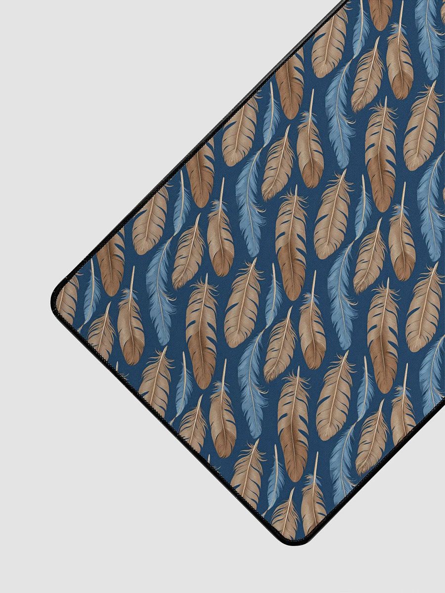Desk Mat (31.5x15.5 inches) - Pattern of Blue and Brown Feathers product image (3)