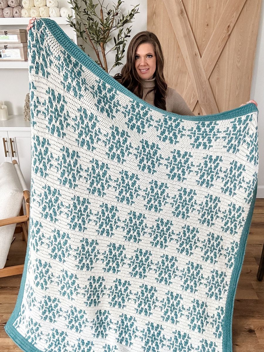 Snow Flurries Mosaic Blanket Crochet Pattern product image (3)