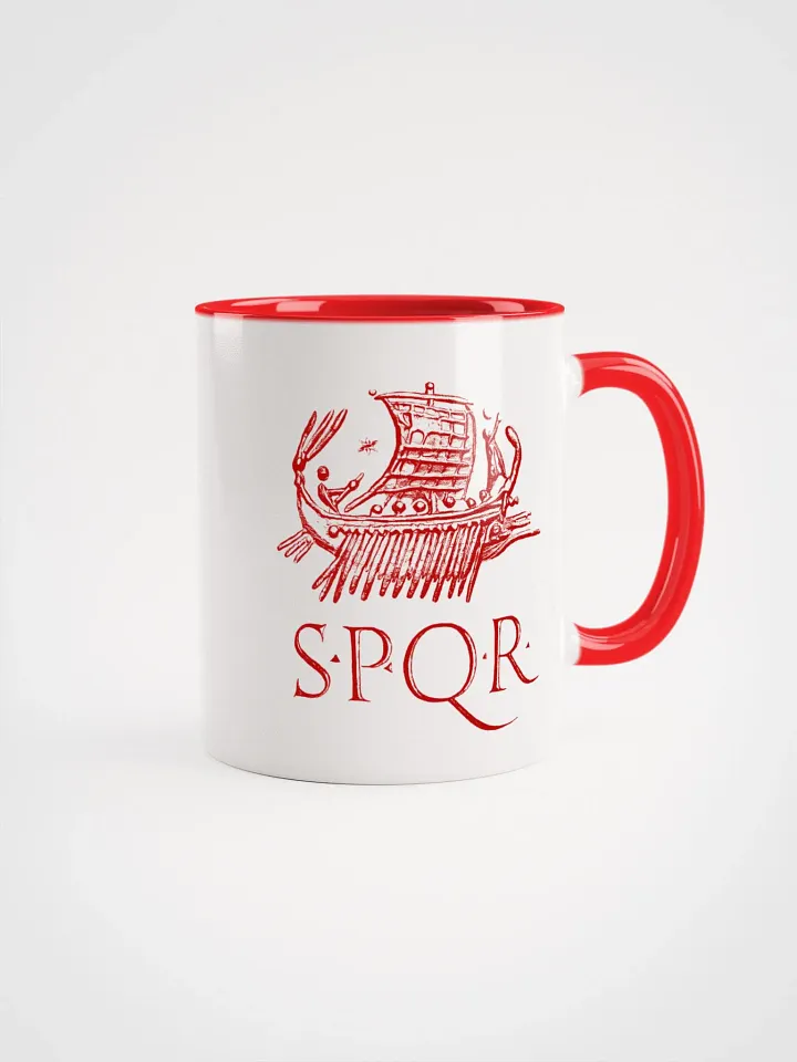 SPQR Roman Galley and Walking Mars Roman Art, Coffee & Tea Mug with Red Color Inside product image (1)