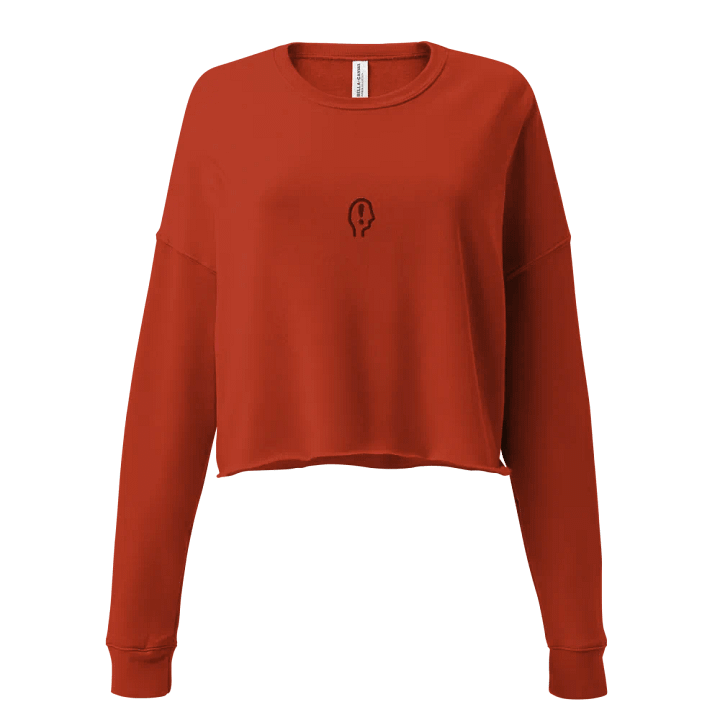 EXCLAIMING MENTALLY (maroon thread) embroidered fleece crop crew product image (1)