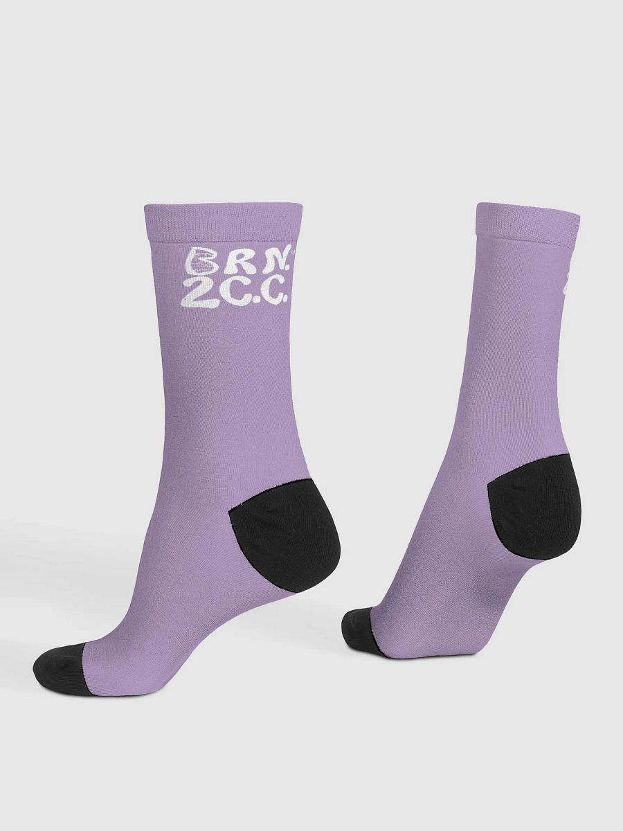 Salty Soles Crew Socks | BRN.2C.C.™ Edition | White Logo on East Side Lavender product image (1)