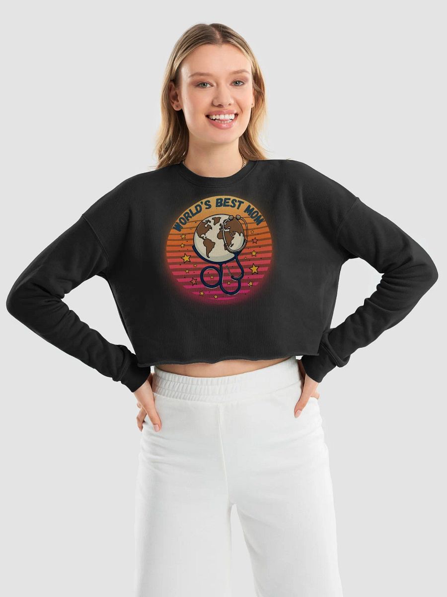World's Best Mom Globe Stethoscope Crop Sweatshirt product image (26)