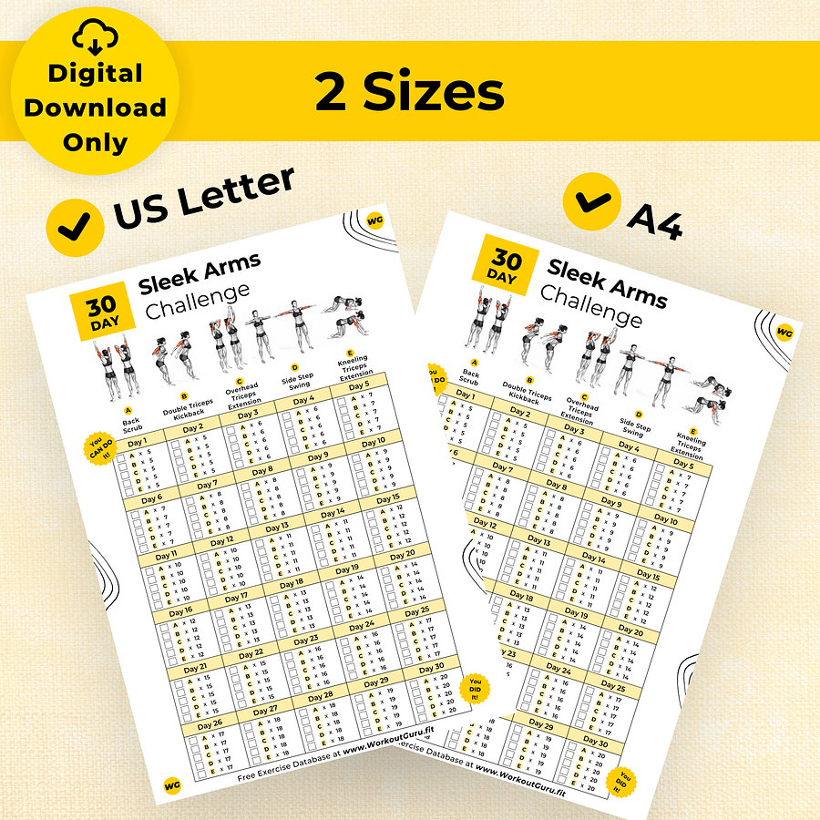 30 Day Sleek Arms Challenge - Printable Workout Tracker product image (6)