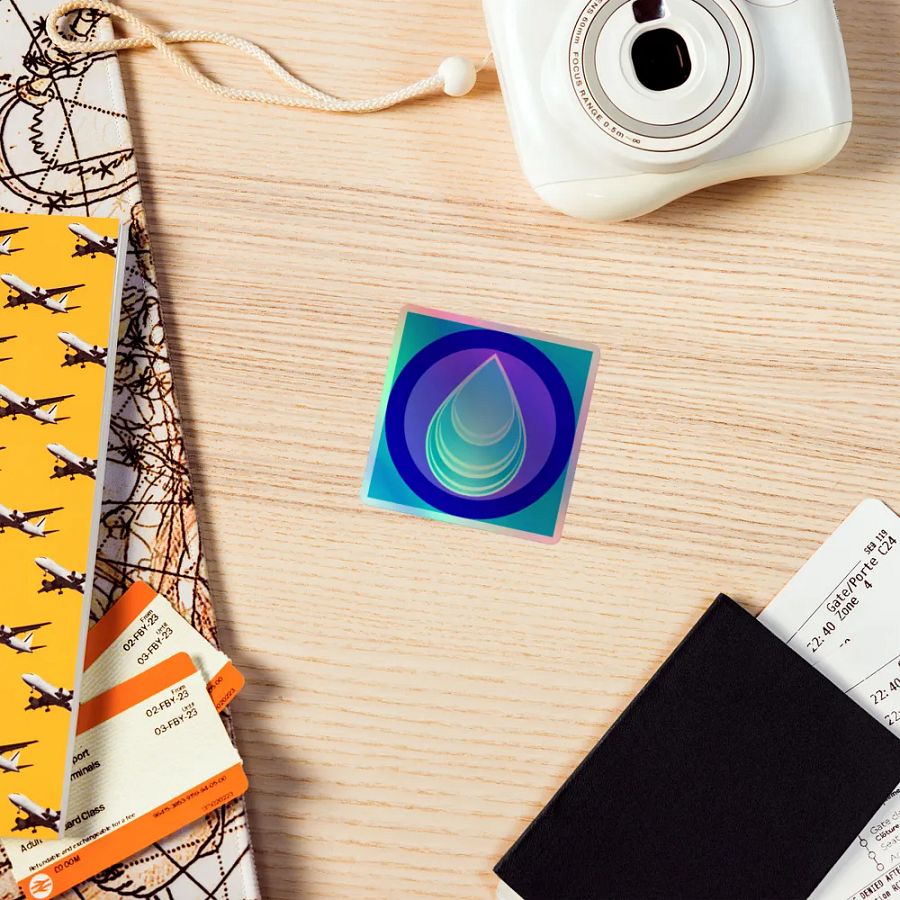 aqua drop holo sticker product image (7)