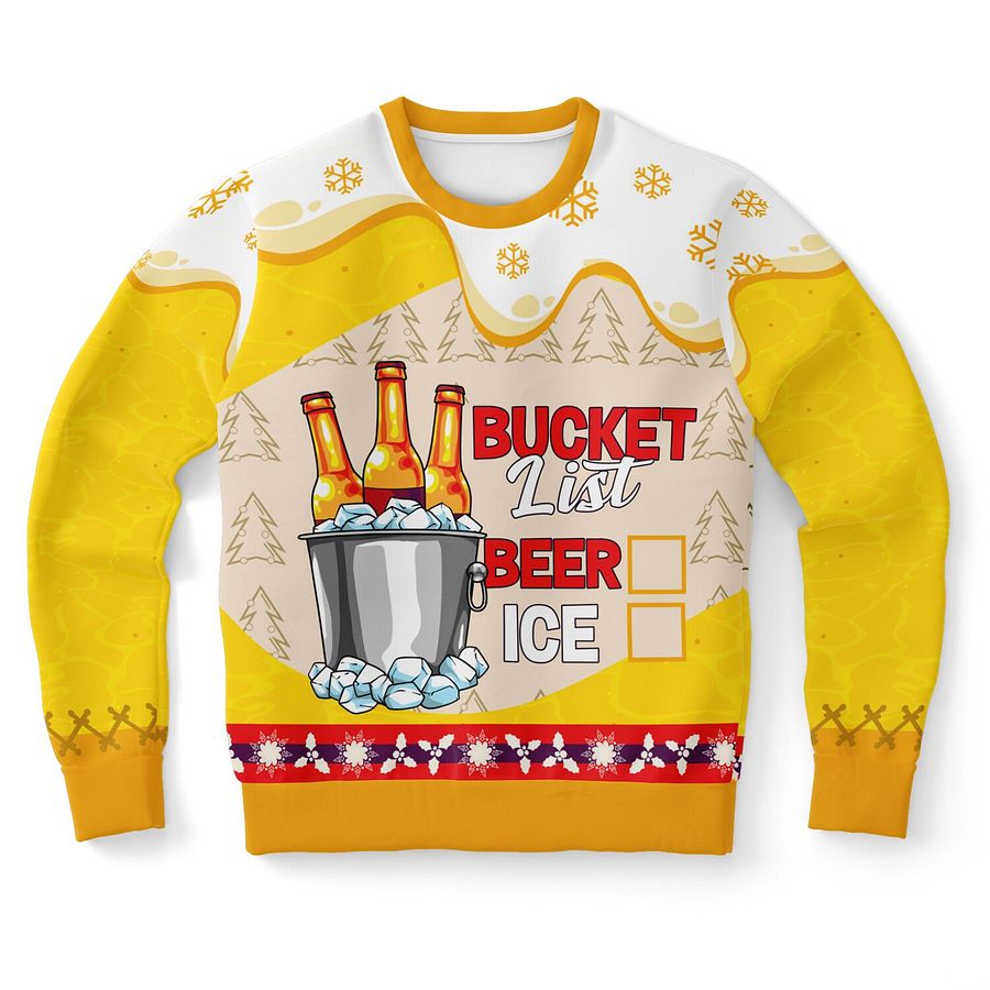Beer and Ice Bucket List Yellow Sweatshirt | Funny Winter BBQ Sweater | Casual Party Outfit | Unisex Beer Lover Gift product image (9)