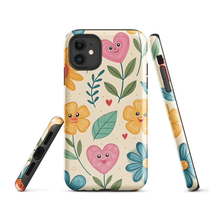 Cheerful Cartoon Flowers iPhone Tough Case product image (1)